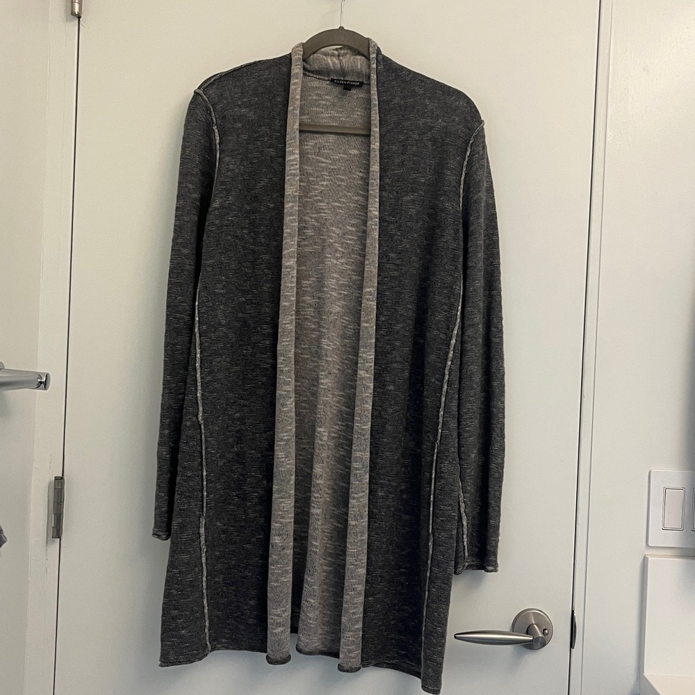 Eileen Fisher Charcoal Open-Front Cardigan